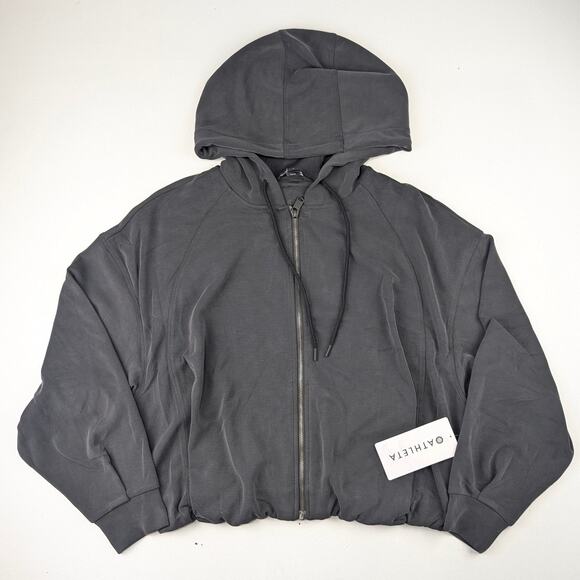 Athleta Tops - Athleta Women's Large Seasoft Bubble Hem Full Zip Hoodie Charcoal/Black
